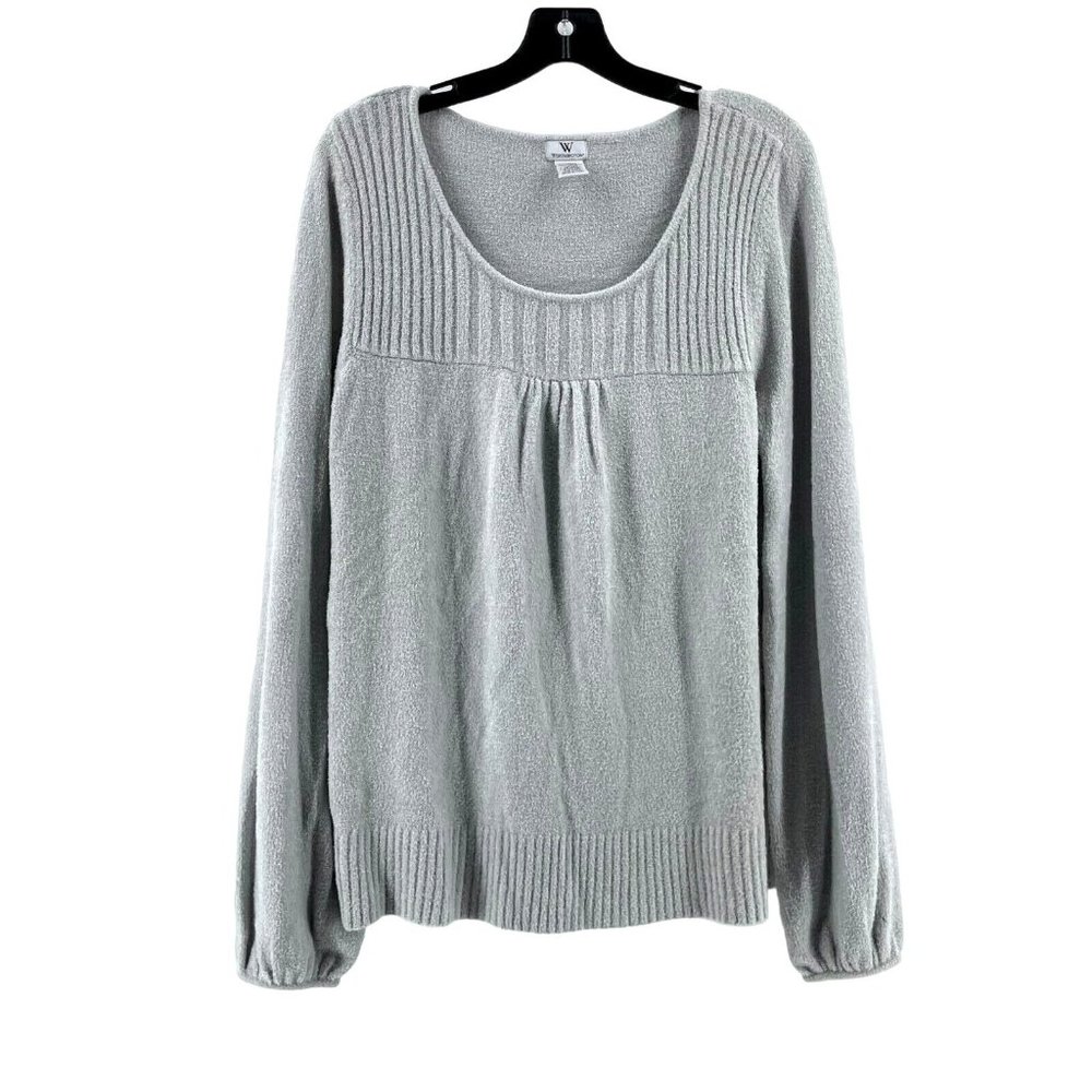 Worthington Women's Metallic Gray Super Soft Knit Long Sleeve Sweater Large